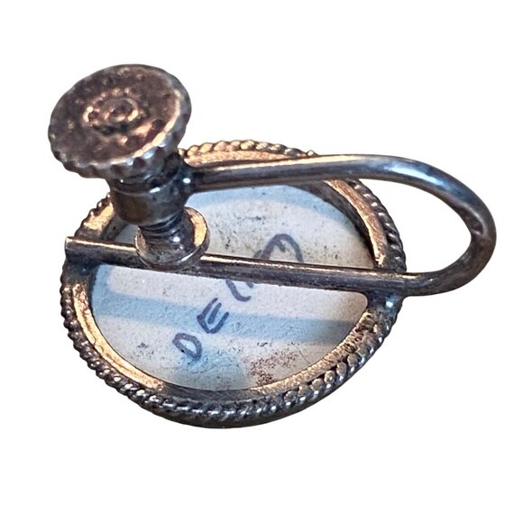 Vintage Delft Blue Porcelain Screw-Back Earrings With Windmill Design - Picture 4 of 11